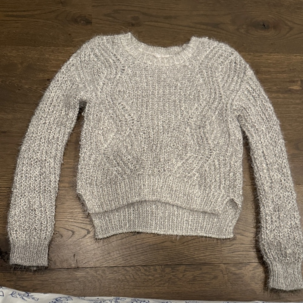 Candie's Soft Textured Crew Neck Sweater - Gray